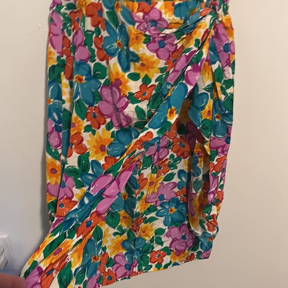 Vintage Silk Dress Floral Pattern Faux Wrap Nipon Boutique US 4 - Picture 4 of 10